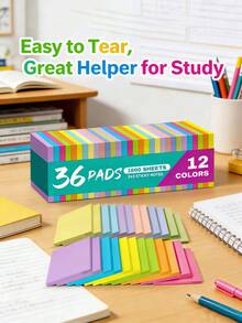 800pcs Sticky Notes, 36pcs/Pack, 3 Inch X 3 Inch Self-Adhesive Memo Pads, Suitable For Office, Study And Daily Use - Bright Colors, High Quality Adhesive Design, Firmly Stick Without Falling Off - one-size - View 2