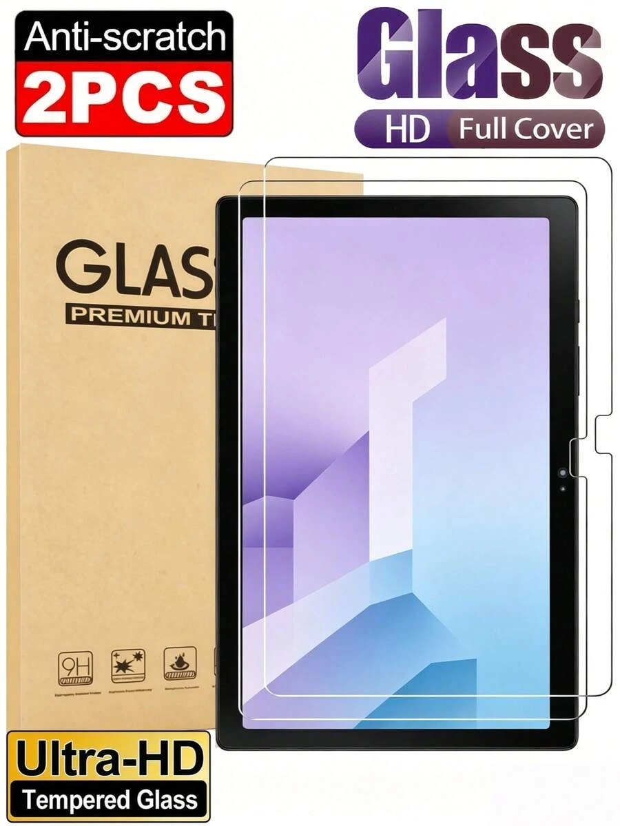 2 piezas Película protectora de vidrio templado Ultra HD compatible con Huawei MediaPad/Honor Pad, dureza 9H, cobertura completa, a prueba de explosiones, resistente a arañazos, capa suave repelente al aceite, sin burbujas, adsorción automática, película protectora