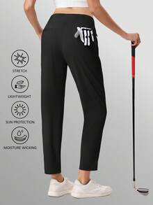 KEFITEVD Women's Golf Pants UPF 50+ High Waisted Stretch 7/8 Ankle Dress Work Casual Slack Summer Travel Pants 5 Pockets - 黑色 - 查看 2