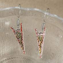 Nuevos pendientes de triángulo de metal martillado vintage, pendientes de mujer con diseño espiral bohemio, regalo único - Plateado - Ver 5