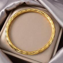 18K Gold Plated Stainless Steel Starburst Cut Style Bracelet, Minimalist Fashion Women's Daily Wear - Gold - View 3