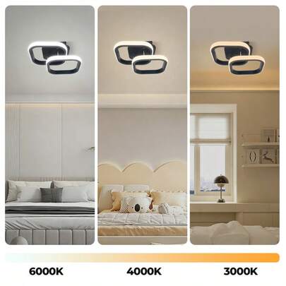 1pc LED Square Ceiling Light, Living Room Ceiling Light, Three-Tone Dimmable Wall Lamp, Office, Bedroom, Store, Hotel, Party, Restaurant Decoration, Ceiling Light, Black And White LED Ceiling Fixture, Suitable For Kitchen, Bathroom, Corridor, And Living Room