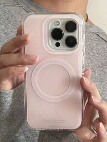 極簡復古葡萄紫磁吸無線充電掛繩透明邊框手機殼，適用於 iPhone 17 Pro Max、17 Pro、16 Pro Max、15、14、13、12 Pro Max、14、15、16 Plus、11、17，純色防震保護套 - 粉色 - 查看 5