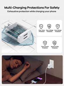 Remax 18W PD Charger Set, Includes 2 USB-A Ports And 1M PD Type-C Charging Cable, Compatible With IPhone 14/13/12/11 And Android Phones, Universal Travel Charger Multi-Pack (1-3 Sets), Suitable For Travel, Office, Dorm And Home Use, Multi-Port Design, Includes Adapter - White - View 6