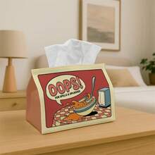 1pc Artistic Kitchen Humorous Tissue Box Cover Holder, Soft Fabric Storage Bin With Spilled Cereal, Bowl, Spoon Pattern, Detailed Stitching And Compact Lid Design, Washable And Foldable, Suitable For Kitchen, Dining Table, Also Makes A Great Gift - Multicolor - View 1