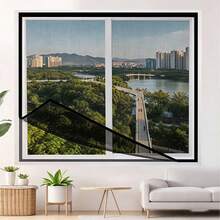 1pc Black Mosquito Window Screen, Self-Adhesive Invisible Insect Mesh, Easy Installation Without Drilling, Effectively Blocks Mosquitoes While Allowing Ventilation, Summer - The Entire Black Area - View 4