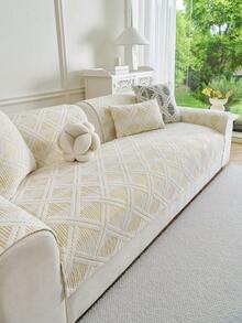1 chiếc vỏ gối sofa bằng vải chenille dệt jacquard họa tiết hình học, chất liệu mềm mại, phong cách tối giản hiện đại, phù hợp cho mọi mùa, dùng làm vỏ bọc sofa, chống trượt, chống bụi, chống nhăn, chống mài mòn, chống trầy xước do mèo cào, phù hợp với sofa 1-4 chỗ và sofa hình chữ L. - Màu vàng - Xem 3