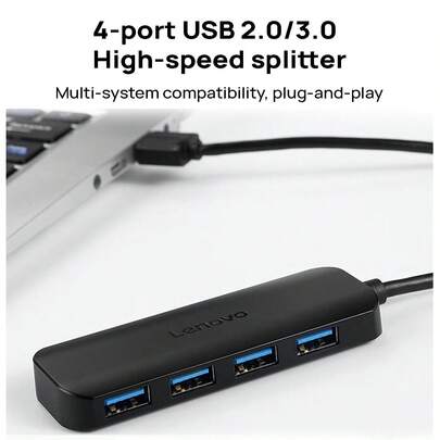 Lenovo USB-A Converter Splitter, Laptop Docking Station Extension Cable, USB 2.0/3.0 Interface, HUB Adapter, Stable Transmission For Improved Efficiency, Multi-System Compatibility, Plug And Play, Lightweight And Portable.