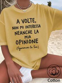 Women's Summer Short Sleeve T-Shirt, Loose Fit Plus Size T-Shirt, Knit Fabric, Fashion Street Style - Orange - View 4