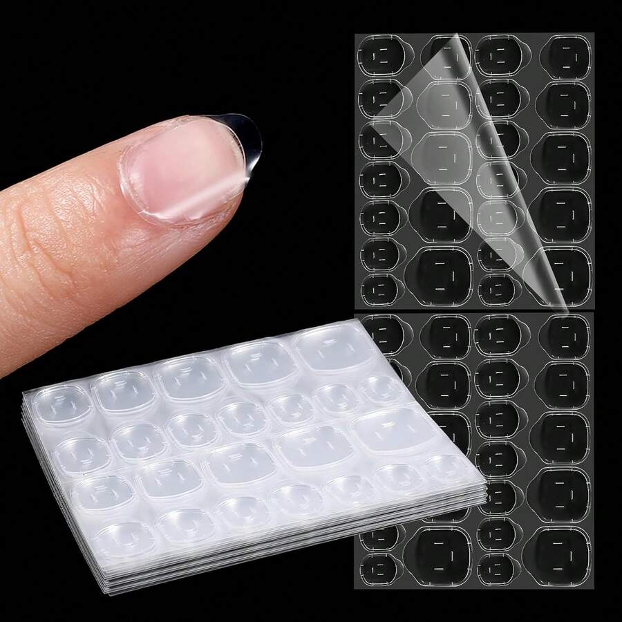 960 Pcs (40 Sheets) Press On Nail Adhesive Tabs, 12 Sizes Of Transparent Nail Stickers, Waterproof Breathable Manicure Nails Glue, Sticky Double-Sided Nails Tape - 1 - 查看 1
