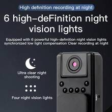 1pc 1080p Wearable Sports Camera With Audio, Video, Night Vision, Rechargeable Battery, Long Standby Time, 180-Degree Rotatable Lens, Suitable For Personal Travel, Walking, And Law Enforcement Recording - Black - View 10