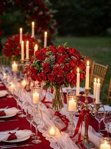 1 Stück künstlicher Seidenrosen Strauß, geeignet für Zuhause, Restaurant, Schlafzimmer Dekoration, Feiertage, Geburtstagsfeiern, Garten Outdoor, Hochzeitsfeiern, Tischdekoration im Wohnzimmer, realistische Kunstpflanze, kann als Vase Füllung, Balkon Wanddekoration, Büro Feiertags Dekoration verwendet werden. - Rot - Übersicht 7