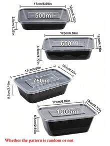 10/20/50个装 Freshware 单格餐盒带盖，食品储存便当盒，可堆叠，微波炉/洗碗机/冰箱适用，返校必备 - 黑色 - 查看 19