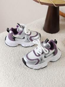 1 đôi giày thể thao trẻ em, giày sneaker đế dày cho bé gái, giày thể thao mùa hè mới, giày thể thao lưới thoáng khí, giày chạy bộ, du lịch, giày thể thao nhẹ cho bé trai - Màu tím - Xem 3