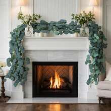 4pcs Artificial Green Eucalyptus Garland, Suitable For Wedding, Party, Fireplace, Table Runner, Home Decor, Office Decor, Summer Decor, Faux Plants - Green Eucalyptus - View 4