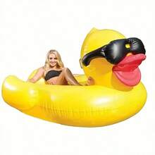 1pc Inflatable Giant Yellow Duck, Thick PVC Material, Pool Party Floating Bed, Pool Inflatable, Beach Essentials, Pool Float - Yellow - View 8