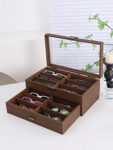 Hộp đựng kính mắt màu gỗ óc chó, hộp đựng kính nhiều ngăn thời trang, hộp sắp xếp kính mắt bằng gỗ, hộp đựng đa năng, hộp đựng nhiều lớp, quà tặng ngày lễ cho người lớn tuổi và bạn bè. - Vân gỗ óc chó 12 ô - Xem 8