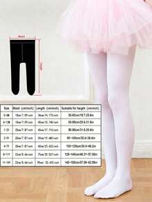 6 Pairs Girls' Solid Color Elastic Leggings, Comfortable Breathable Dance Tights, Suitable For Dance Practice - Multicolor - View 3
