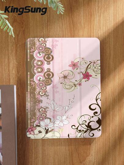 Kingsung Ốp lưng máy tính bảng họa tiết hoa anh đào và nốt nhạc, tương thích với iPad 9.7/10.2/10.5/10.9/12.9/Pro 11, thế hệ thứ 10, Air 8 (M4) 2026 (11/13 inch), tương thích với Samsung Galaxy Tab S6 Lite 10.4 inch, tương thích với Kindle Paperwhite thế hệ thứ 12 2024, Kindle thế hệ thứ 11 2022. Có chức năng chống rơi vỡ, chân đế thông minh/tự động bật/tắt màn hình.