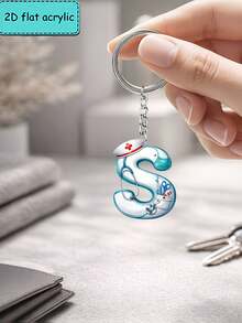Móc khóa chữ cái đồng phục y tá 2D bằng acrylic phẳng, móc khóa sáng tạo, chủ đề y tá, phụ kiện thời trang, phù hợp cho nhiều dịp, món quà hoàn hảo cho bạn bè. - Y tá A - Xem 16