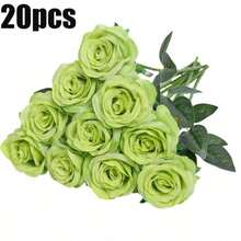 12/10/5 Green Home Decoration Simulation High-End Silk Roses, Desktop Decoration, Room Decoration Flowers, Valentine'S Day Bouquets, Wedding Decoration Brides Holding Flowers, Wrist Flowers, Chest Flower Materials, Home Restaurant Bedroom Vase Decoration Bouquets Diy Birthday Party Cake Materials, Valentine'S Day New Year Gift Materials, Shooting Props, Vase Decoration, New Year Decoration, Outdoor Garden Decoration - Light Green - View 7