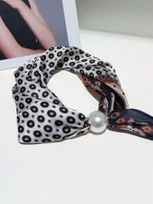 1 chiếc khăn bandana in họa tiết có khóa nam châm, dây chuyền ngọc trai thời trang mới, khăn quàng cổ thanh lịch dành cho nữ. - Nhiều màu - Xem 9