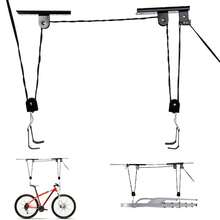 Crystals Heavy Duty Bicycle Lift Hoist Garage Storage Ceiling Bike Rack Pulley System Space Saving 20KG Steel - Black - View 3