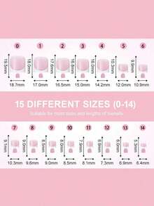150pcs French Deep V Nail Stickers, French Manicure Adhesive Rectangular Pink 3-In-1 Nail Strips, Long-Lasting Fake Nails, Suitable For DIY Manicure, 15 Sizes Nail Supplies - 彩色 - 查看 3