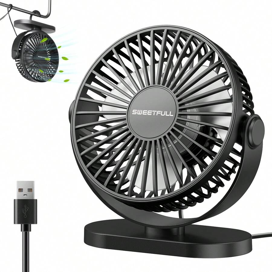 1 pièce Mini ventilateur de bureau portable, ventilateur multifonctionnel à double usage, ventilateur silencieux personnel, convient pour la chambre, la cuisine, le bureau, la fraîcheur estivale, la plage, les fournitures de rafraîchissement estival, un choix de refroidissement rentable pour le salon, la chambre, le bureau et autres occasions, accessoire de voyage, accessoire de vacances
