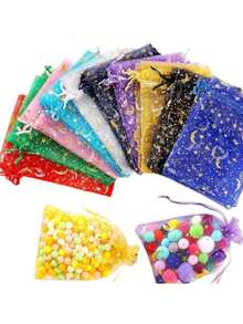 100/50/20pcs Moon & Star Drawstring Organza Bags - Ideal For Jewelry, Party Favors - Available In Multiple Colors, Suitable For Weddings, Valentine's Day And Christmas! - Packaging Bag - View 7