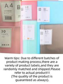 Transparent Sleeve File Folder With Snap Closure Document Bag, Multi-Color Storage Notebook, A4 Multi-Layer Sleeve Bag, Multi-Size Refillable Binder, Waterproof, Comfortable Touch, Study File Bag, Exam Paper Folder, Fashionable Design, Large Capacity Sorting Storage Bag, Contract And Receipt Organizer Bag - Multicolor - View 7