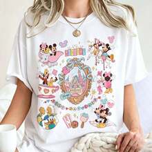 Loose Oversize  Vintage Coquette Bows Mickey & Minnie Shirt, Disney World Girls Trip Tee, Magic Kingdom Disneyland Matching Shirts For Women Shirt - trắng - Xem 1