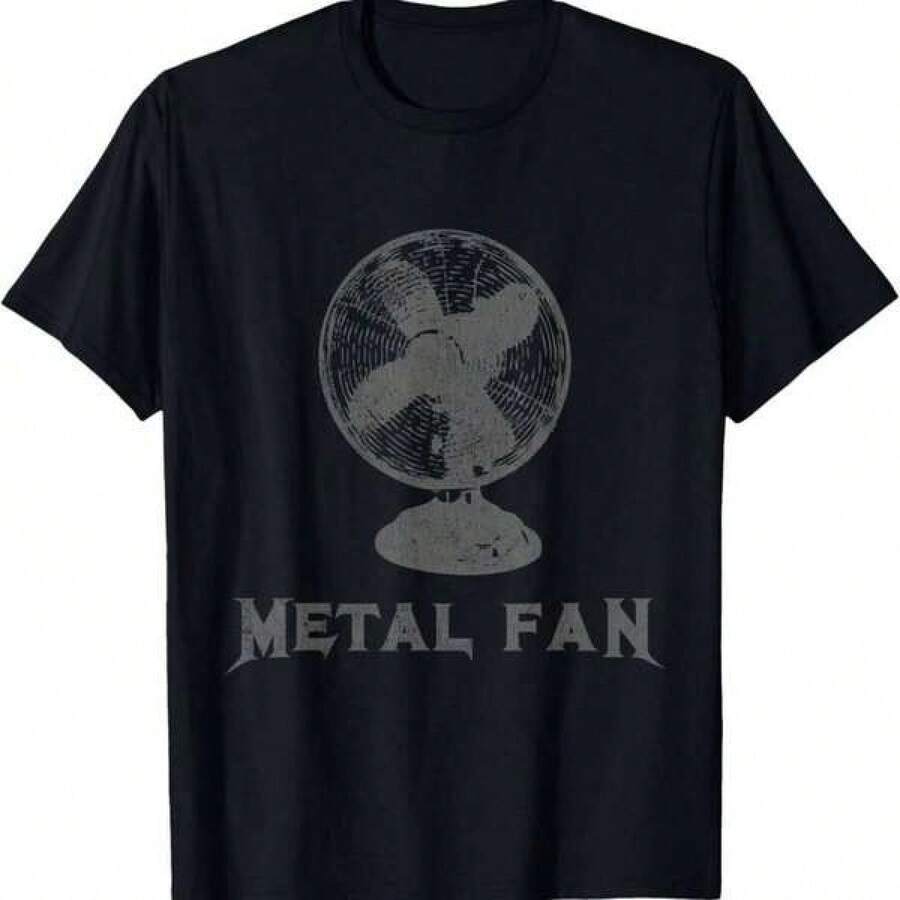 T Shirt Print ,Graphic-Cotton Tees Size Plus, Cartoon Round Neck Short Sleeve, Men's Metal Fan Graphic T-Shirt - Heavy Metal Music Casual Crew Neck Tee, Black With White Print, Machine Washable, All-Season Comfort For Adults, Concert Attire |   Playful Design |   Durable Print,Simple Design, Knitting Process ,Y2K,Oversized Shirt Men,With Shirt,Summer Tops,Shirt Suitable - 黑色 - 查看 1