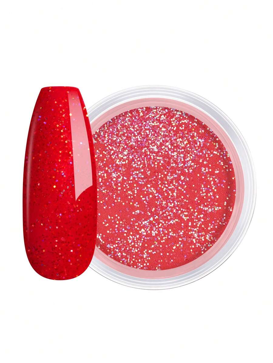 AILLSA 30g Shiny Red Powder, No Baking Or Curing Needed, Quick Drying, Easy To Use For DIY Nail Art At Home - Red - View 1