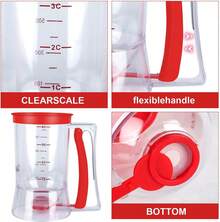4-Cup Batter Dispenser With Scale Mark, Squeeze Handle, Pancake Batter Dispenser Pancakes, Waffles, Muffins, Crepes & Cupcakes, Baking, Kitchen Gadget (Red) - Đỏ - Xem 10