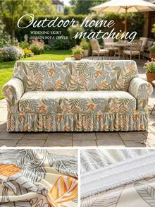 1件装热带植物印花沙发裙套，防尘防污，弹性全包覆式沙发保护套，适用于1/2/3/4人沙发，四季皆宜，可机洗 - 彩色 - 查看 5