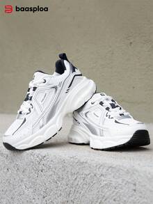 baasploa New Arrival Women's Thick Sole Sports Shoes Mesh Running Shoes Thick-Soled Height-Increasing Sports Shoes Lightweight Casual Shoes Vintage Shoes Shock-Absorbing Anti-Slip Wear-Resistant Soft-Soled Walking Shoes Women's Shoes Fashionable And Versatile Running Training Shoes,Platform Sneakers,Vintage Patchwork‌(Roomy Fit Sneakers - Size Down For Narrow Feet) - 白色 - 查看 11