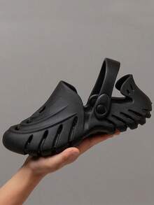 2025 New Women's Flat Wooden Clogs Fashionable Women's Perforated Single Strap Clogs, Breathable Sandals With Thick Non-Slip Sole, Soft Footbed Indoor/Outdoor Slippers, Perfect For Beach And Pool Use - màu đen - Xem 4