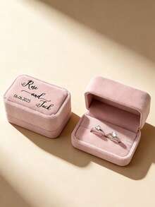 Customizable Velvet Jewelry Box (Featuring Names, Dates, Or Text) With Storage Functionality; Ideal As A Gift For Weddings, Birthdays, And Parties. - Multicolor - View 6