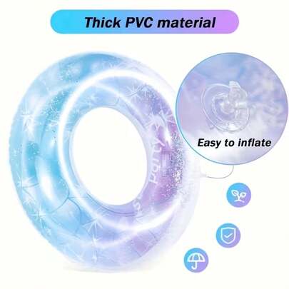 Gradient Star Glitter Inflatable Swim Ring Thickened Leakproof Pool Float Summer Beach Family Swimming Accessories