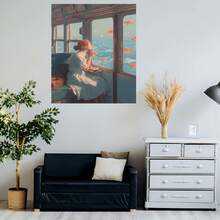 2D Plano, 1 Pieza Figura Femenina Moderna Minimalista Soplando Burbujas Arte para Ventana - Lienzo Sin Marco Adecuado para Baño, Dormitorio, Decoración - Imagen Serena de Mujer Soplando para Decoración de Pared, Decoración Contemporánea para el Hogar, 2D Plano - Enmarcado - Ver 5
