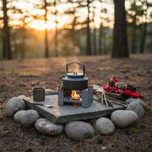Portable Folding Camping Stove Galvanized Steel Windproof Solid Fuel Burner For Outdoor Picnic Travel Cooking - Multicolor - View 5