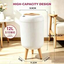 SUSTEAS Automatic Motion Sensor Trash Can – Hands-Free Touchless Kitchen & Bathroom Garbage Bin, 10L Capacity, Odor Control, Battery-Powered For Convenient Hygienic Disposal (WHITE) - 白色10L - 查看 8