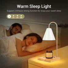 Calentador de cera y vela 2 en 1 con regulador, calentador de vela electrónico con temporizador de 2H/4H/8H, lámpara calentadora de vela con brillo ajustable para decoración del dormitorio, regalo de Navidad/Día de la Madre/Inauguración de la casa - Enchufe EU Tipo C(220-240V) - Ver 12