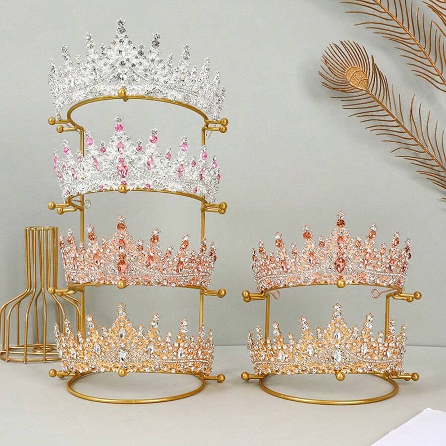Giá trưng bày vương miện cài tóc cho cô dâu mới, giá trưng bày vương miện bằng kim loại chuyên dụng, giá trưng bày băng đô, giá trưng bày bông tai, vòng cổ và trang sức.
