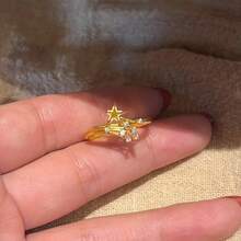 Nhẫn hở mạ vàng 18K đính đá Cubic Zirconia thời trang, đa năng, thanh lịch dành cho nữ. - Vàng - Xem 5