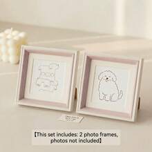 2pcs Square Photo Frame Set, Blank Frame, Oil Painting Display Frame, Desktop Display Frame, Single-Opening Blank Frame, Excluding Artwork, Horizontal Placement, Exquisite Desktop Frame, Suitable For Photography Enthusiasts, Home Decor Aesthetics, Desktop Decor, Housewarming Gift, Mother's Day Gift, Graduation Gift - Multicolor - View 5