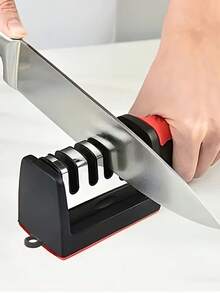 1pc Professional Grade 4 Tungsten Ceramic Knife Sharpener, Suitable For Outdoor Camping, Hunting And Kitchen Knives - Multicolor - View 3