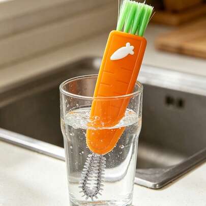 3-In-1 Carrot Shaped Bottle Brush, Multifunctional Cleaning Brush For Bottles, Cups, Crevices