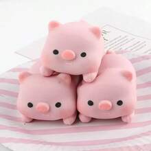 1pc Creative Stress Relief Squeeze Pig Toy - Elastic Mochi Soybean Curd Ball, Helps Relieve Stress For Adults - Multicolor - View 5